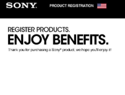 Sony USA Product Registration Online
